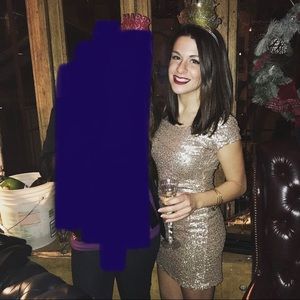 Champagne sequin low back mini dress